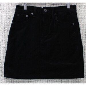 Rag & Bone Velvet Dive Mini Skirt Womens Size 24 Black Solid Casual Cotton